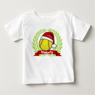 Camiseta Para Bebê Softball Em Um Estilo De Natal De Papai Noel