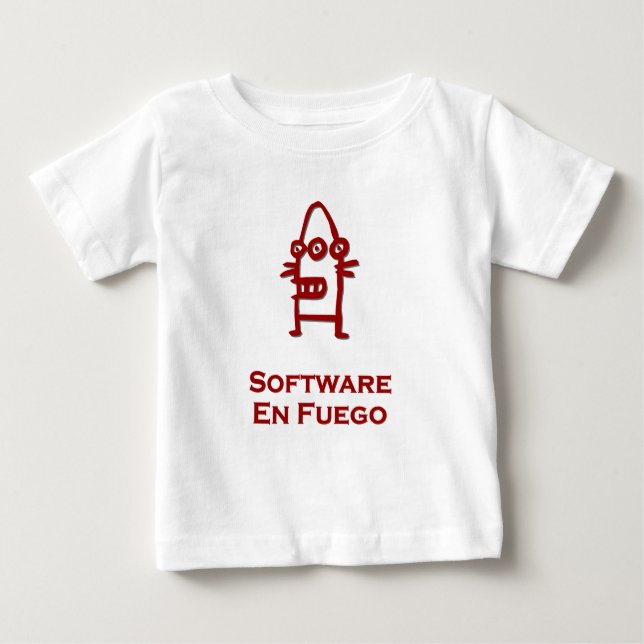 Camiseta Para Bebê Software En Fuego De Três Olhos Bot (Frente)
