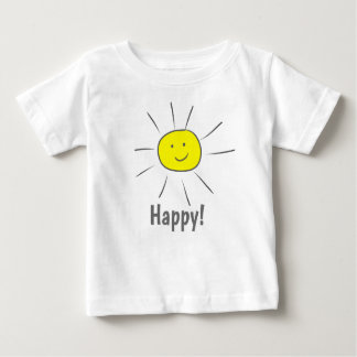 Camiseta Para Bebê Sol Amarelo Feliz com Smiley face