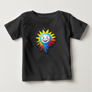 Camiseta Para Bebê Sol Cartoon Alegre Com Rosto Sorridente