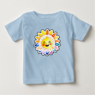 Camiseta Para Bebê Sol Cartoon Alegre Com Rosto Sorridente