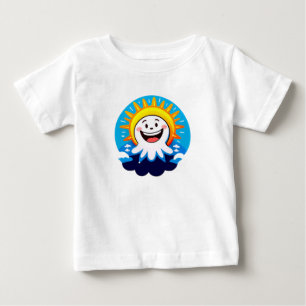 Camiseta Para Bebê Sol Cartoon Alegre Com Rosto Sorridente