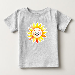 Camiseta Para Bebê Sol Cartoon Alegre Com Rosto Sorridente