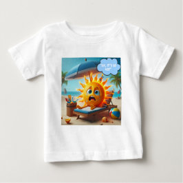 Camiseta Para Bebê Sol engraçado na Design da praia