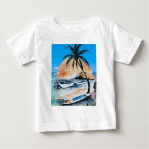 Camiseta Para Bebê sol marinhoShine & palm tree na praia