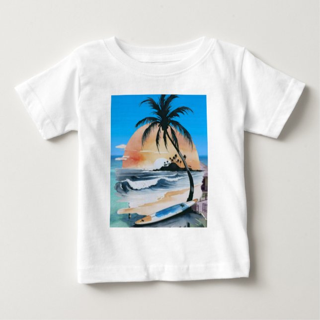 Camiseta Para Bebê sol marinhoShine & palm tree na praia (Frente)