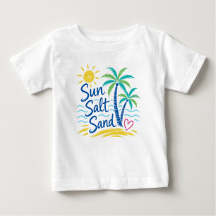 Camiseta Para Bebê Sol Sal Areia – Palma da Praia Tropical Verão