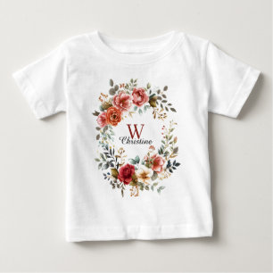 Camiseta Para Bebê Sola Floral Elegante de Aquarela com Rosas Mudados