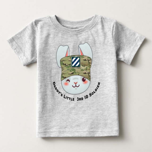 Camiseta Para Bebê "Soldado da 3ª Divisão de Infantaria do Pai" (Frente)