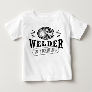 Camiseta Para Bebê Soldador no treinamento