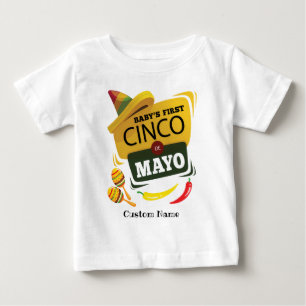 Camiseta Para Bebê Sombrero Fiesta Baby's First Cinco de Mayo