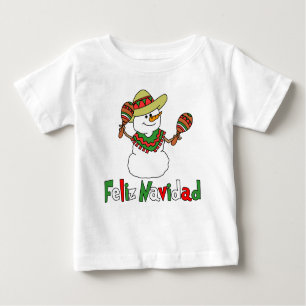Camiseta Para Bebê Sombrero Maracas do boneco de neve dos desenhos