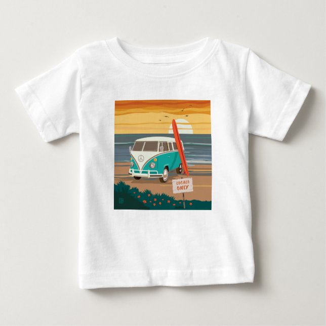 Camiseta Para Bebê Somente locais | VW Surf Van (Frente)