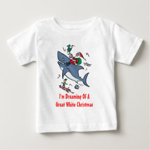 Camiseta Para Bebê Sonhar Com Um Natal De Tubarão Branco Excelente