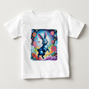 Camiseta Para Bebê Sonho Feliz do Coelho Azul Alegria