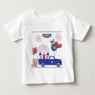 Camiseta Para Bebê Sonhos de Fogos de Artifício da Liberdade branco