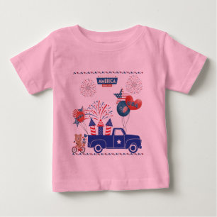 Camiseta Para Bebê Sonhos de Fogos de Liberdade rosa