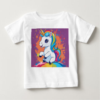Camiseta Para Bebê Sonhos de Unicórnio e Feixes Mágicos