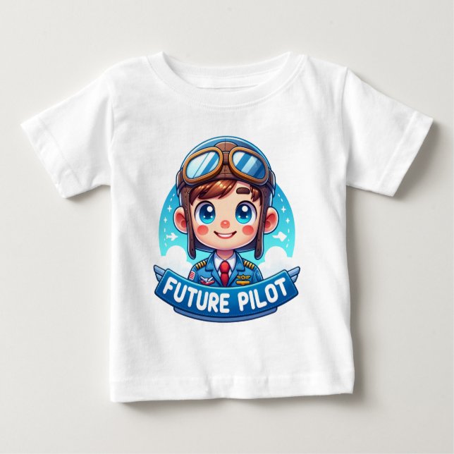 Camiseta Para Bebê Sonhos Skyward: Piloto Futuro (Frente)