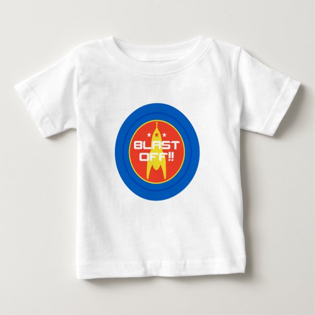 Camiseta Para Bebê Sopre fora!! Espaço retro Rocket da ficção (Frente)
