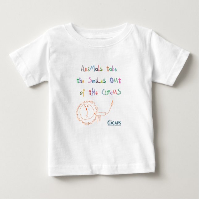 Camiseta Para Bebê "Sorri" o t-shirt da criança da campanha do circo (Frente)