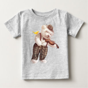 Camiseta Para Bebê Sorria Cão Jogando Violino