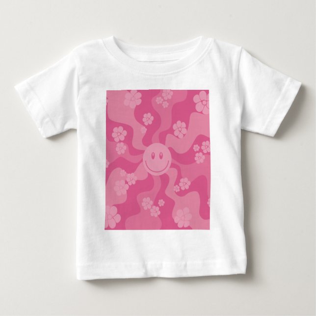 Camiseta Para Bebê Sorria - Rosa (Frente)
