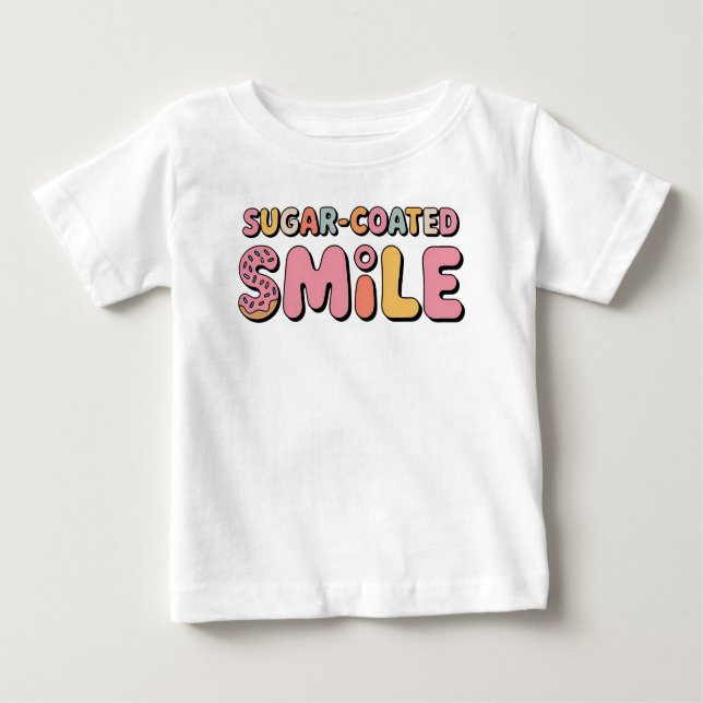 Camiseta Para Bebê Sorriso Revestido Com Açúcar | Rosquinha (Frente)
