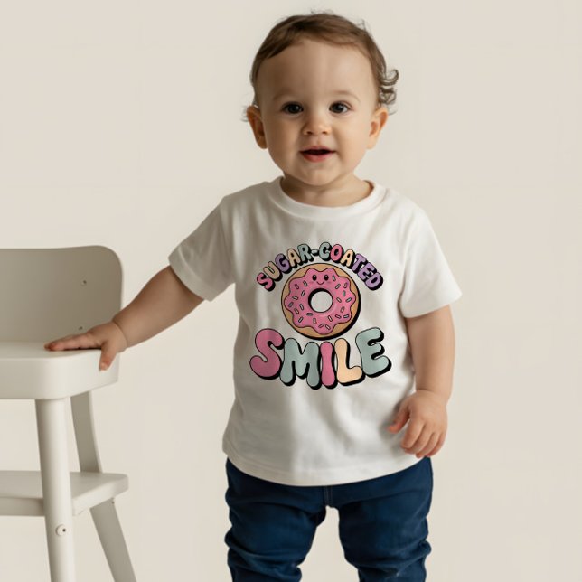Camiseta Para Bebê Sorriso Revestido Com Açúcar | Rosquinha (Criador carregado)