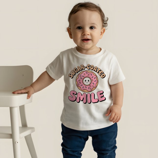 Camiseta Para Bebê Sorriso Revestido Com Açúcar | Rosquinha (Criador carregado)