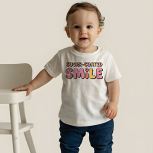Camiseta Para Bebê Sorriso Revestido Com Açúcar   Rosquinha