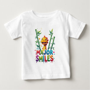 Camiseta Para Bebê Sorrisos Maiores Dinossauro de Desenho Animado Col