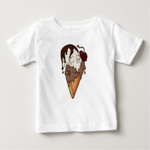 Camiseta Para Bebê Sorvete Crânio Clássico Mortal