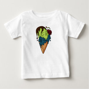 Camiseta Para Bebê Sorvete Crânio Misterioso e Doce