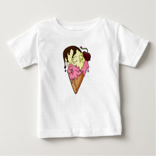 Camiseta Para Bebê Sorvete de crânio de banana e morango doce