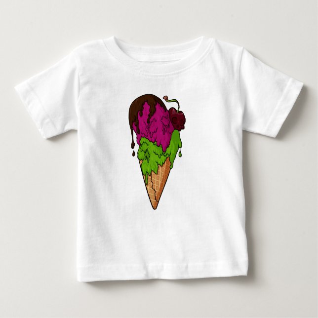 Camiseta Para Bebê Sorvete de crânio de Berry Doce (Frente)