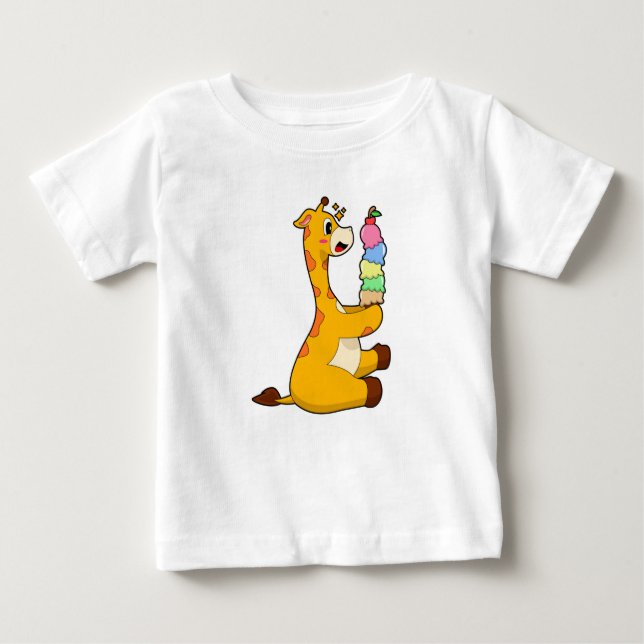 Camiseta Para Bebê Sorvete Giraffe Waffle (Frente)