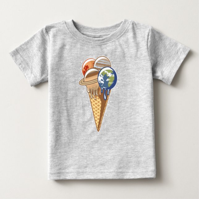 Camiseta Para Bebê Sorvete Planeta Comida Engraçada (Frente)