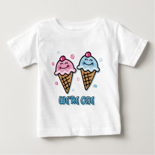Camiseta Para Bebê Sorvete somos um menino e uma garota