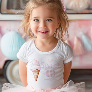 Camiseta Para Bebê Sorvete Sweet One festa de 1º aniversário