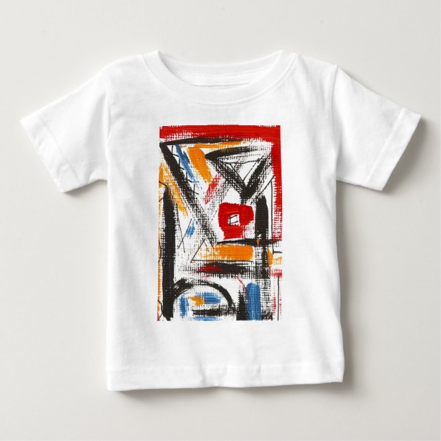 Camiseta Para Bebê Sótão-Mão moderna arte abstracta pintada (Frente)
