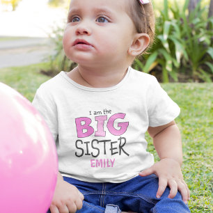 Camiseta Para Bebê Sou a Irmã Grande e Cuta Moderna