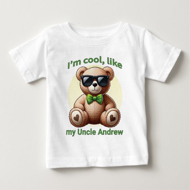 Camiseta Para Bebê Sou Legal Teddy Bear com Arco Verde Personalizável (Frente)
