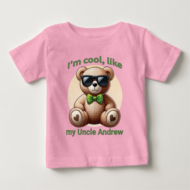 Camiseta Para Bebê Sou Legal Teddy Bear com Arco Verde Personalizável (Frente)