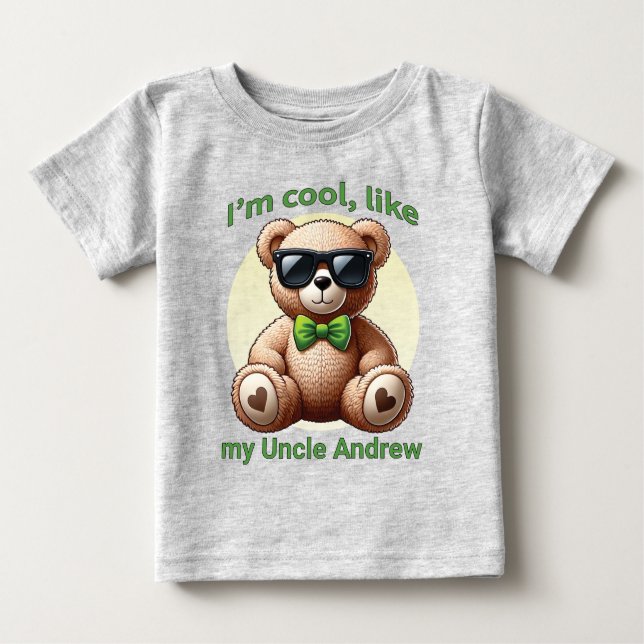Camiseta Para Bebê Sou Legal Teddy Bear com Arco Verde Personalizável (Frente)