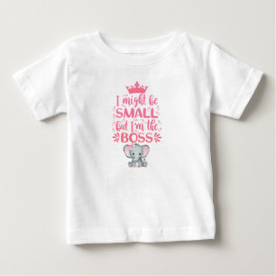 Camiseta Para Bebê Sou o Chefe Elefante Rosa