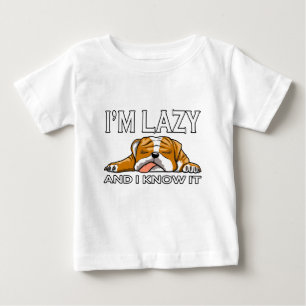 Camiseta Para Bebê Sou Preguiçoso e Eu Sei que é um Bulldog Inglês