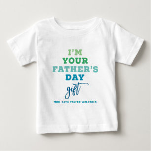 Camiseta Para Bebê Sou Seu Presente do Dia dos Pais Tipografia Azul E