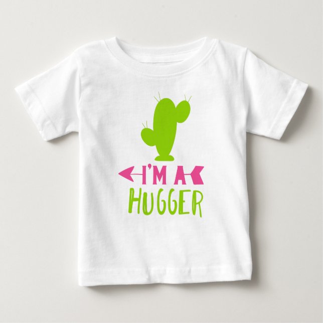 Camiseta Para Bebê Sou um Hugger, Cactus, Cactos, Succulent, Plant (Frente)