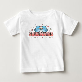 Camiseta Para Bebê Soulmates: Kawaii Bluebirds Pastel Love